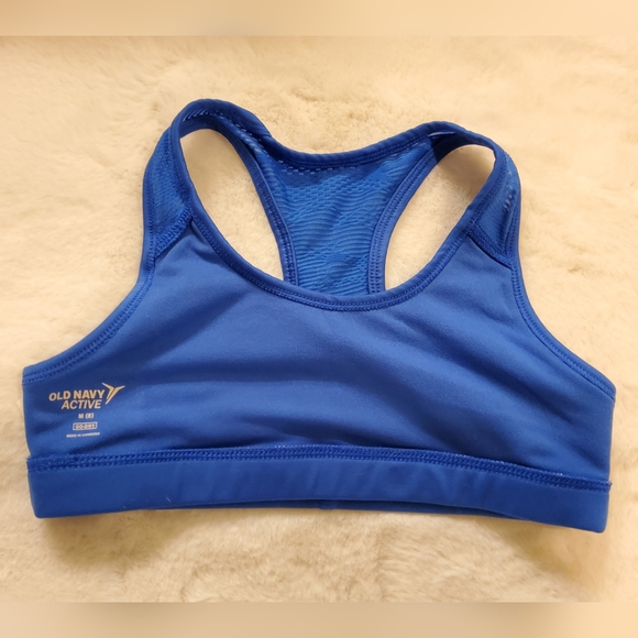 Old Navy Active Sports Bra Girls Medium 8 Go-Dry Mesh Racerback Cerulean Blue - Picture 8 of 11